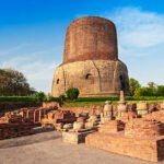 dhamekh stupa and ruins in sarnath, india